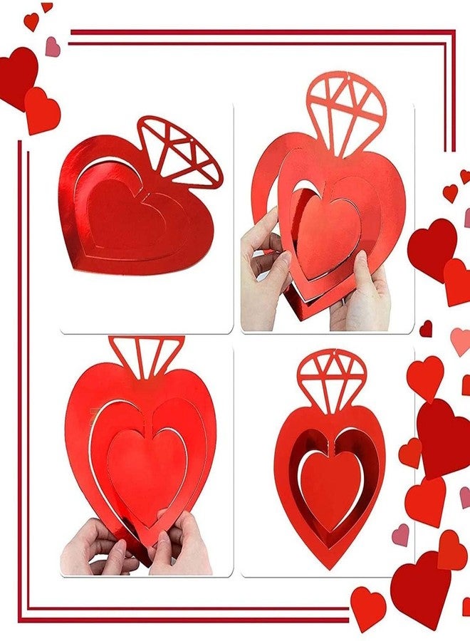 SOI Glitter Red Diamond Love Ring Garlands Kit Metallic 3D Heart Hanging Paper Garland Multi-Shaped Twinkle Heart Birthday Party Supplies Wedding Baby Shower Christmas Decorations - Pack of 12 Stars - Image 2